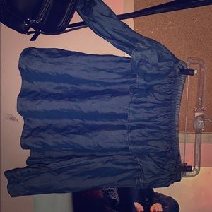 BLUE JEAN TYPE OFF THE SHOULDER SHIRT